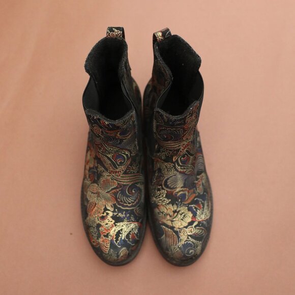 Unique Leather Chelsea Boots with Floral Print - Size 8 - Picture 4 of 7